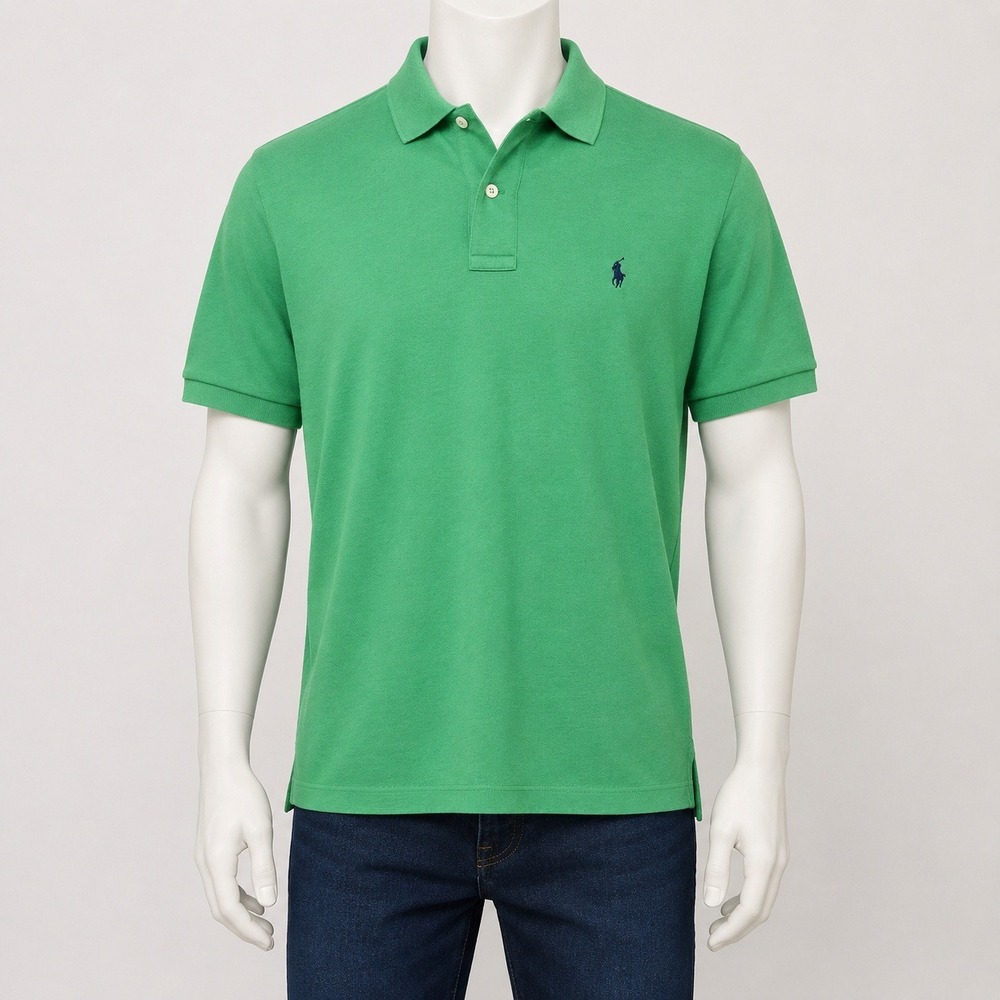 Polo Ralph Lauren Mens Classic Fit Polo Shirt L Kelly Green Heathered Cotton
